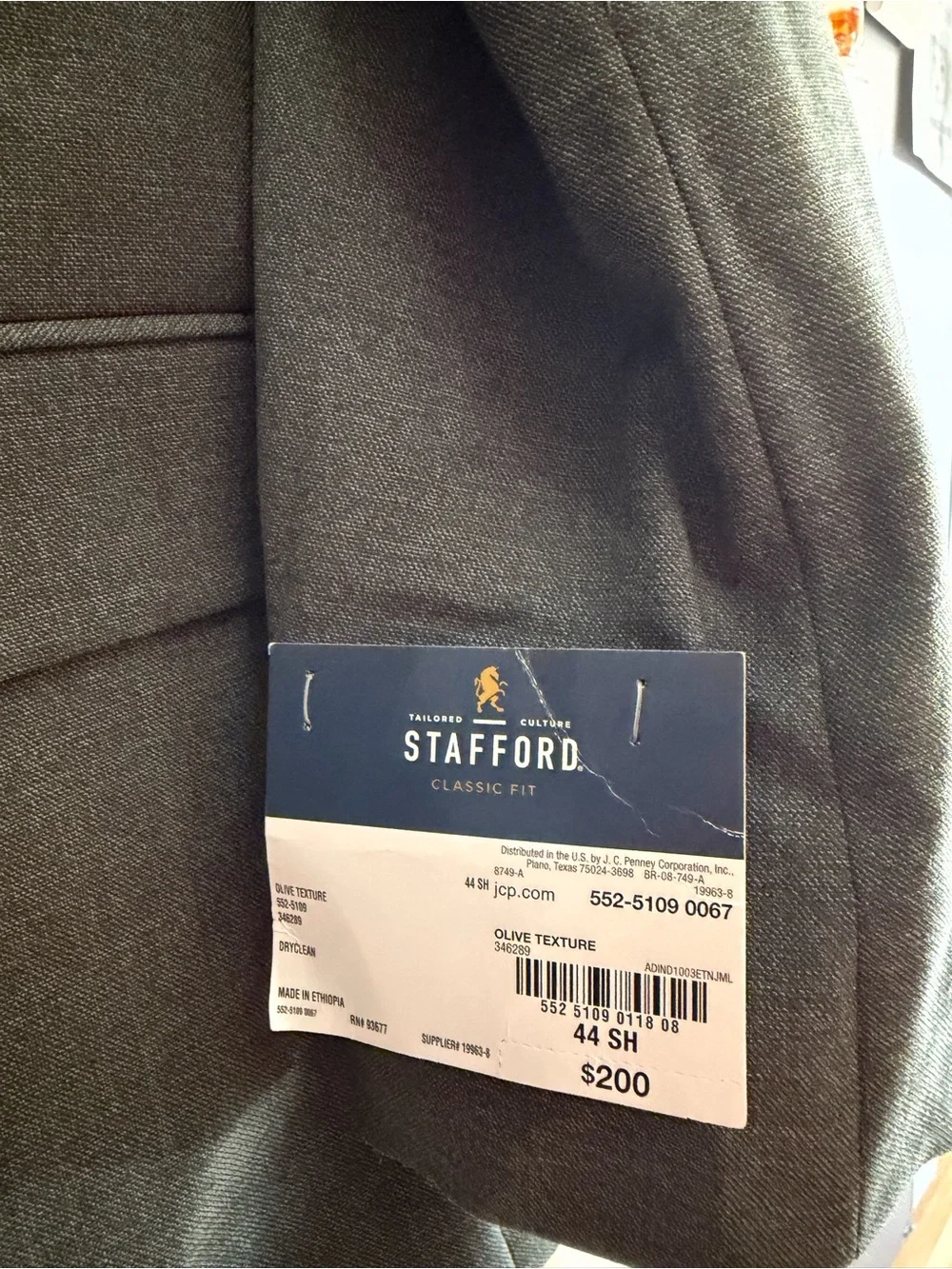 Stafford Men's Olive Green Two-Button Sport Coat